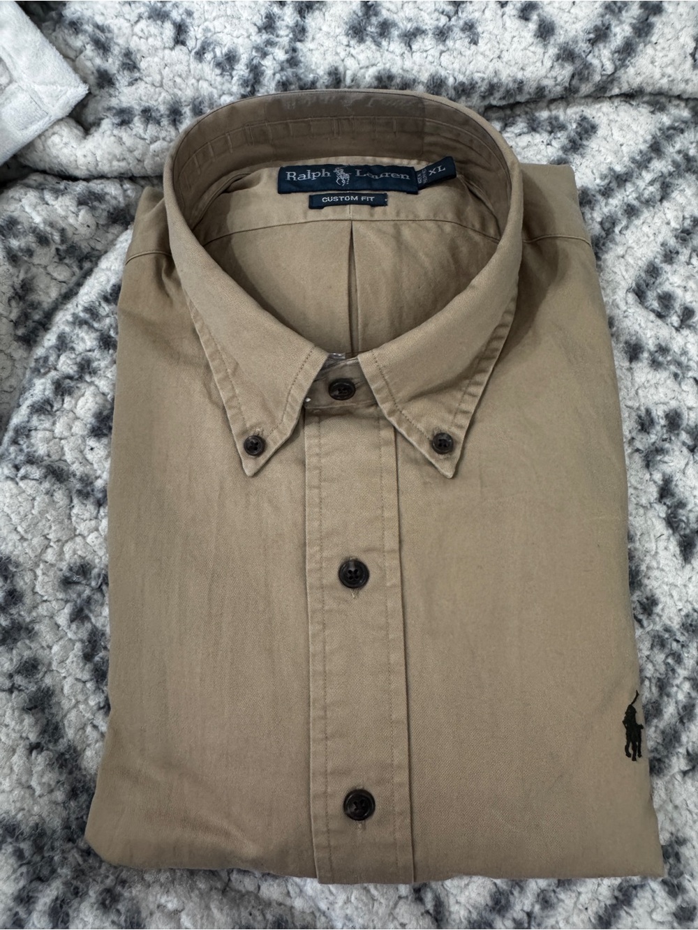 NEW XL Ralph Lauren Men’s Tan Brown Button-Down Casual Custom fit Shirt - Picture 2 of 10